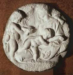 Tondo Taddei, ronde stenen gebeeldhouwde paneel door Michelangelo Buonarroti